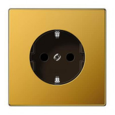 Розетка с заземлением с защитными шторками безвинтовой зажим Jung LS 990 золото LS520KIGGO