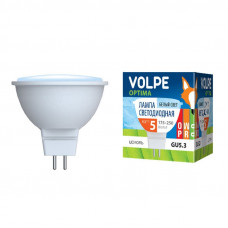 Лампа светодиодная Volpe LED-JCDR-5W/NW/GU5.3/O Форма JCDR, матовый рассеиватель. Материал корпуса пластик. Цвет свечения белый. Серия Optima