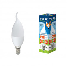 Лампа светодиодная Volpe LED-CW37-6W/NW/E14/FR/O Форма свеча на ветру, матовая колба. Материал корпуса пластик. Цвет свечения белый. Серия Optima